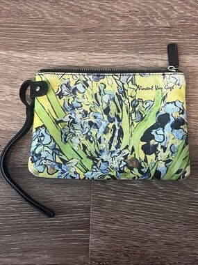 Erwin Pearl Vincent Van Gogh Irises Wristlet Clutch with Black Strap